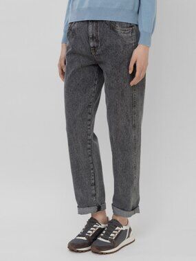 Brunello Cucinelli Women's Gray Scuffed Skater Denim Jeans Pants Size 6
